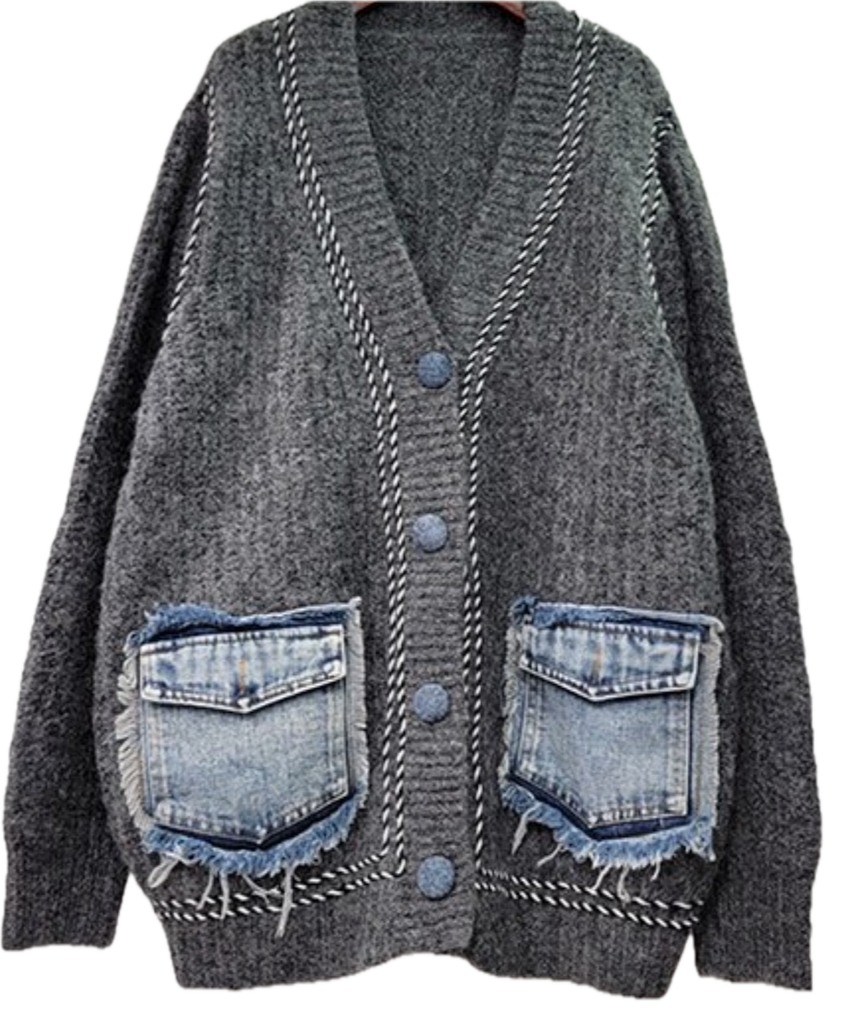 Cardigan with Denim Pockets Madonna Co
