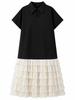 Contrast Tiered Collar Dress