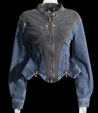 Denim Look Leather Jean Jacket