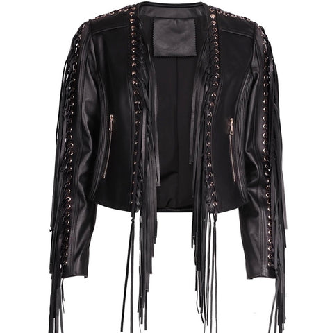 Embroidered Leather Biker