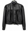 Gathered Leather Bomber