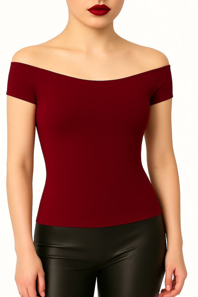 Cap Sleeve Herringbone Second Skin Knit Top