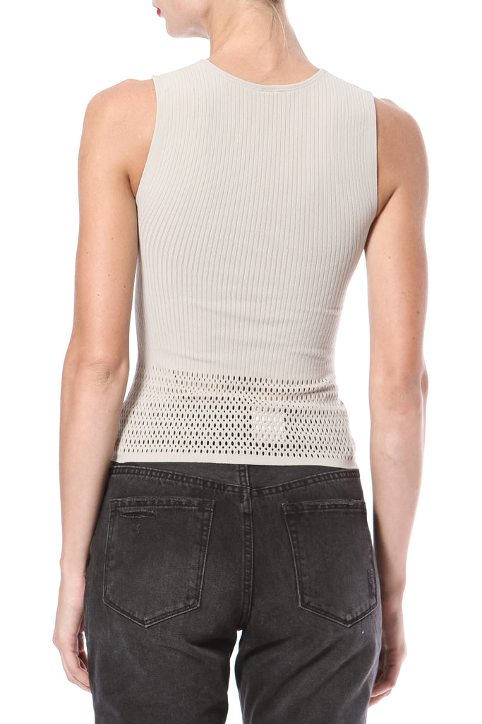 Ghic - Cropped Pointelle Knit Sweater / Tank Top