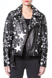Star Embroidered Leather Moto