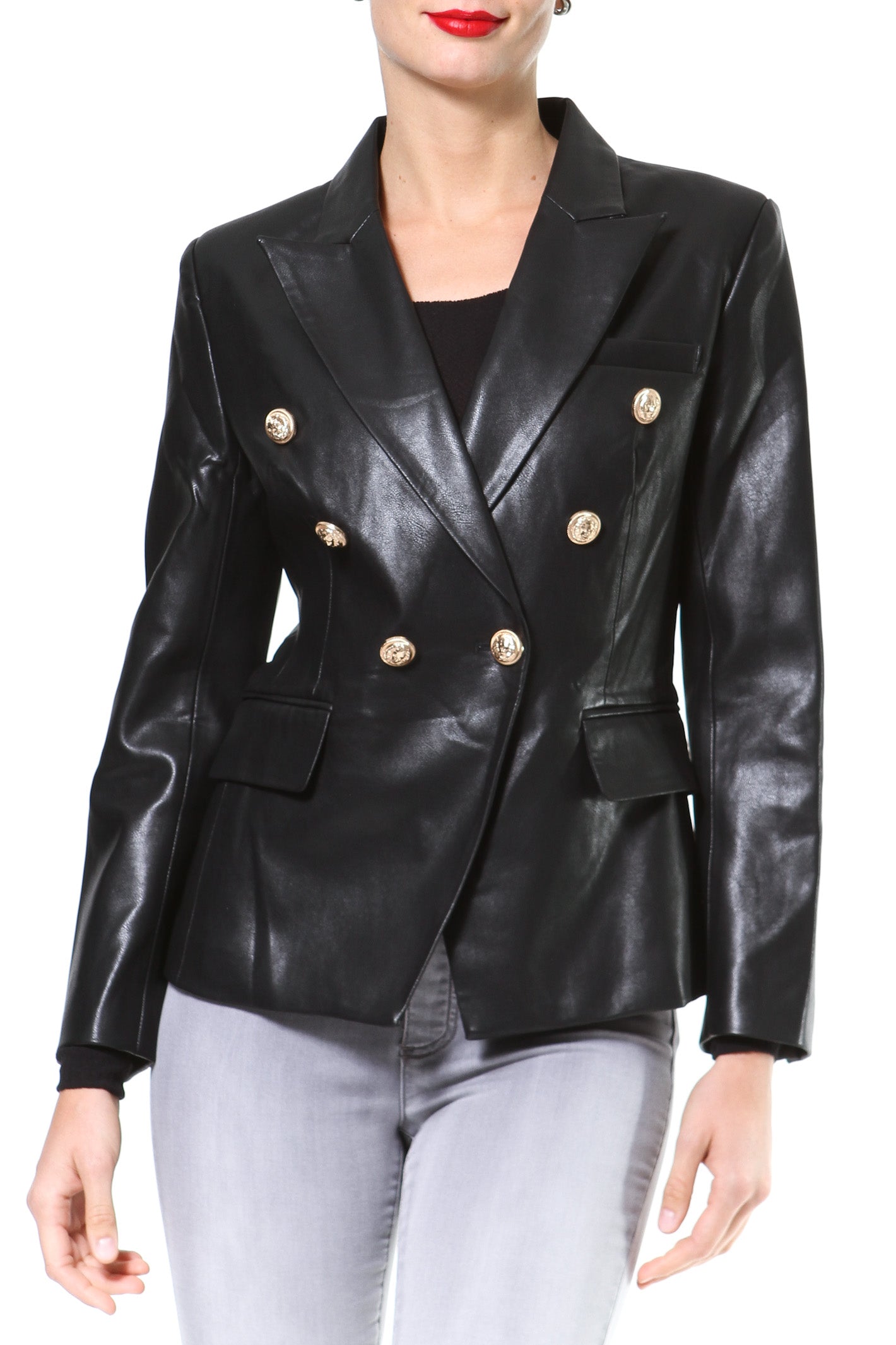 Leather Double Breasted Blazer | Madonna & Co | Madonna & Co