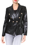 Luxe Leather Gold Button Blazer