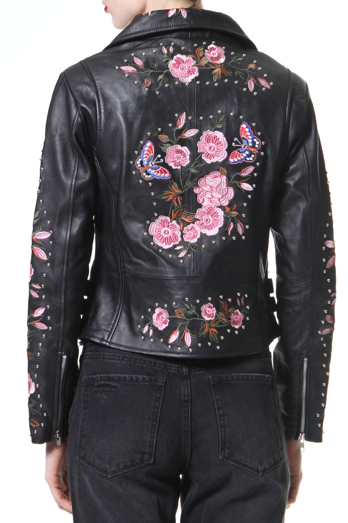 Embroidered Leather Biker