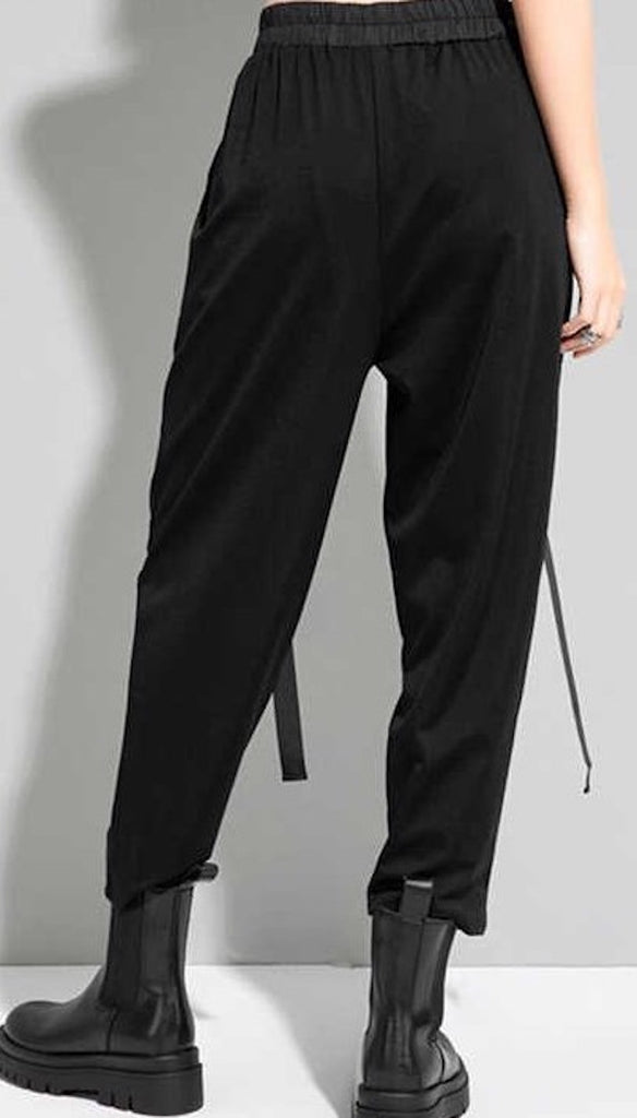 Knit Harem Pant with Woven Trim