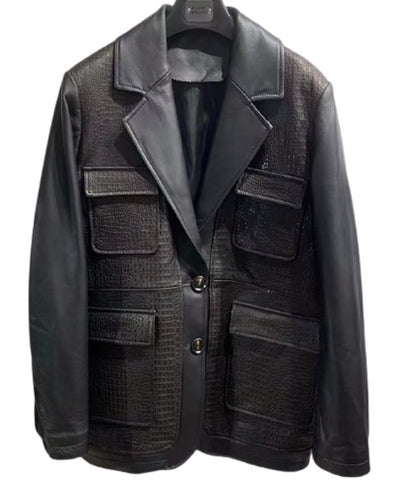 Madonna & Co Multitextured Leather Blazer