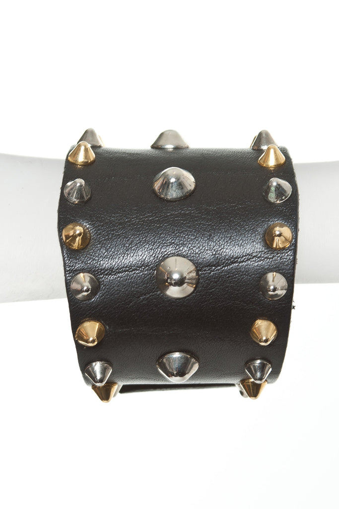 GOLD/SILVER STUDDED LEATHER CUFF - Madonna and Co