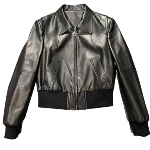 Crop Leather Moto with Studs