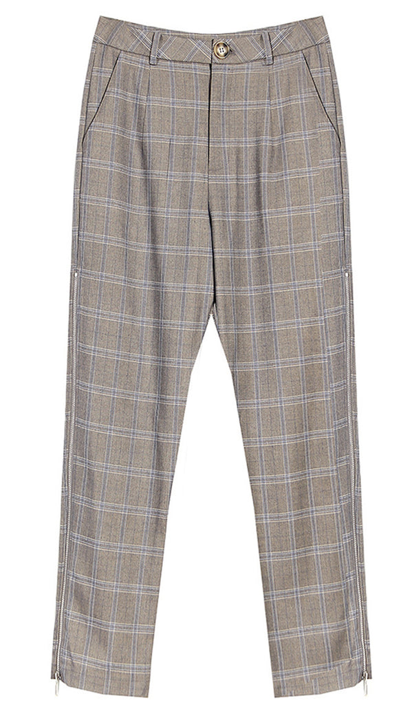 Plaid Trouser with Side Zippers