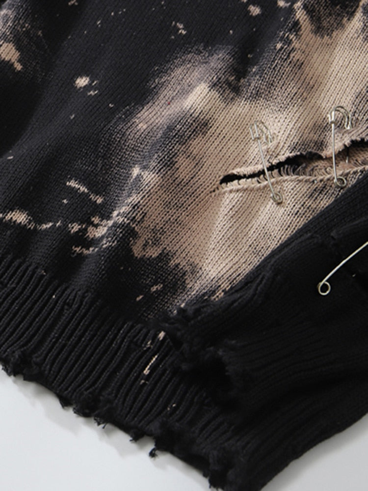 Distressed Sweater with Pins