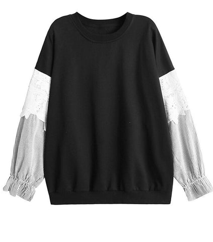 Knit Tee with Tulle Trim