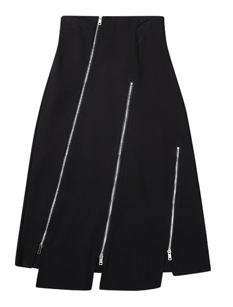 Zipper Asymmetrical Skirt
